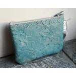 Mini Etui - 100% Leder Snak appelblauwzeegroen / Grijs M - 12cm x 9cm