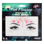 Gezicht diamantjes Pink Flamingo -  Glow in the dark Strass steentjes