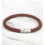 bruin leren heren armband -incl. graveren