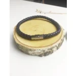 navu blauw  leren heren armband incl. graveren