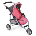 Poppen buggy - Jogging model - Lola - Hard roze / grijs