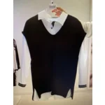 Mona Lisa Debardeur: Zwart, 100% Merino wol ( MONA.137 )