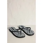 Ysabel Mora Black Flower teenslippers in zwart en wit