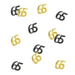 Tafeldecoratie - 65 jaar - Confetti - Goud / zwart