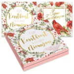 Kaarten - Kerst - Janneke Brinkman - Bloemenkrans & rode kardinaal - 10st.