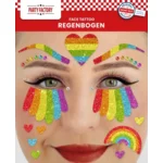 Regenboog gezicht tattoo stickers  - Glitter tattoo sticker