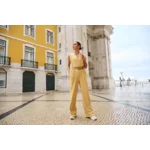 Esqualo Jumpsuit: Geel mouwloos, met riem ( ESQ.305 )