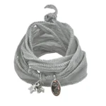 RAKHI zijden wikkelarmband Paloma grey