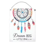 Hangdecoratie - Dromenvanger - Dream big little one - Metaal - 15x19cm