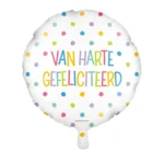 Folieballon - Van harte gefeliciteerd - Stippen - 46cm