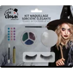 Halloween Make‑Up Kit Pretty Witch — 3 Oogschaduws, Strass‑steentjes, Oogpotlood, Make‑upspons, Foam Applicator, Valse Wimpers, Make‑upkwast