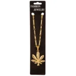 Fashion goudkleurige luxe ketting met wietblad - Ketting met Marihuana/Cannabis symbool