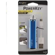 Nite Ize Power Key Micro USB Blauw oplaadkabel Smartphone in een metalen behuizing PKYU-03-R7