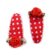 haarknipje baby polkadot rood met roosje