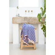 Bongusta Strand Badhanddoek Blauw & Roze Streep 70 x 140 cm Naram