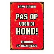 Plenty Gifts Waakbord Blik Pas Op Voor De Hond 21 x 14,8 cm