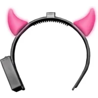 Diadeem - Duivel - Hoorns - Met licht - Inclusief batterijen - Roze