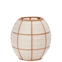Lantaarn Rond Bamboe/Stof Naturel/Wit Large 39X39X40Cm
