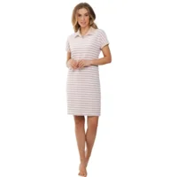Pastunette Rebelle Dames nachthemd: Beige Gestreept, Terry badstof ( zomerse badstof ) ( PAS.87 )