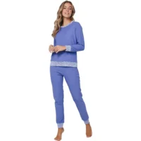Pastunette Rebelle Dames pyjama: Blauw, badstof gemoltoneerd ( PAS.129 )