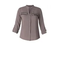 Blouse taupe met fantasie rits 46