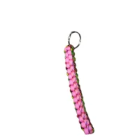 Sleutelhanger met gevlochten touw - roze/ groen/ rood - touwlengte 12.5 cm