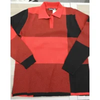 Kris Fashion Dames Polo pull: Rood / zwart ( KRI.16 )