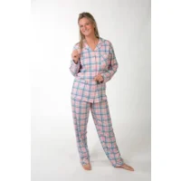 Perlina Pyjama Dames: Willow A, Pink, Interlock Brushed, Doorknoop ( LINA.151 )