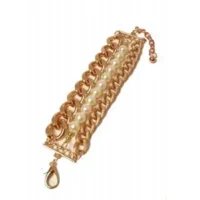 Chunky chain armband gold and pearls