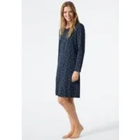 Schiesser nachtkleed met lange mouwen, donkerblauw met stippen