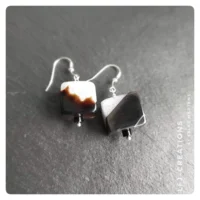 Agaat kubus oorbellen