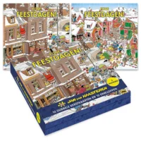 Kaarten - Kerst - Jan van Haasteren - Boom optuigen/Kerstman valt - 10st.
