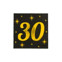 Servetten - 30 jaar - Goud, zwart - 33x33cm - 16st.