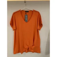 See You Oranje shirt met knoop versiering tot maat 54