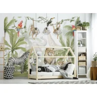 Jungle safari behang pastelkleuren