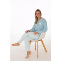 Perlina pyjama dames: Noelle, Gemoltoneerd, licht blauw ( AMM.669 )