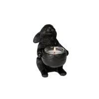 Konijn theelichthouder zwart