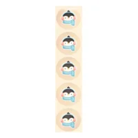Stickers - Pinguïn met sjaal - Rond - 4cm - 100st. - DBLS033