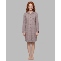 Egatex Senoretta Nachthemd Dames: Doorknoop model, Bordeaux karree ( EGA.553 )