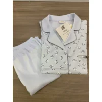 Egatex Dames Pyjama: Doorknoop model, Blauw ( EGA.240 )