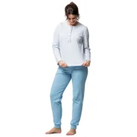 Egatex Dames pyjama: Blauw, interlock katoen ( EGA.498 )