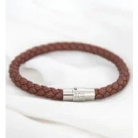 bruin leren heren armband -incl. graveren