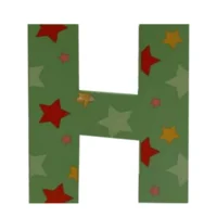 Decoratieletter - H - Hout - 7cm - Groen