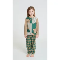 Happy people Pyjama Meisjes: Bear, Groen carrree WARM ( HAP.84 )