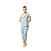 Egatex Dames pyjama: korte mouw / capri broek, blauw ( EGA.485 )