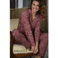 Ringella Dames Pyjama: Bordeaux, Doorknoop model ( RIN.594 )