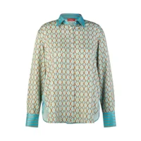 Mona Lisa Dames Bloes: blauw / beige tinten, achterkant in strepen, duise maten ( MONA.187 )