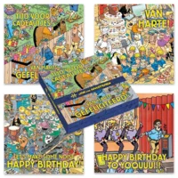 Kaartenmapje - 10st. - 4 designs - Jan van Haasteren - Tijd voor cadeautjes - 12x12cm