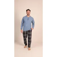 Gary Heren Pyjama: Punto milano ( lekker warm ) blauw ( GARY.124 )