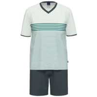 Ammann Heren Pyjama: Blauw, korte mouw / short, gestreept ( amm.689 )